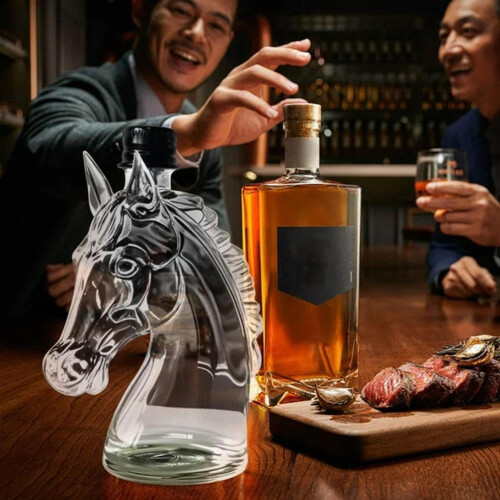 Καράφα ουίσκι Horse Head με πώμα – Διαφανής γυάλινη θήκη ποτών για μπαρ στο σπίτι, 1