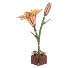 2Sets DIY Wooden Lily Flower Puzzle 3D Botanical Craft Kit