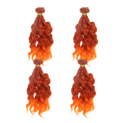 12Pièces Perruques Orange Bouclées Durable Décoration Pour Poupées DIY