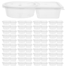 50Pcs Clear Plastic Double Compartment Dipping Sauce Cups with Lids