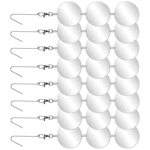 32Pcs Reflective Bird Discs Silver Acrylic Spiral for Garden