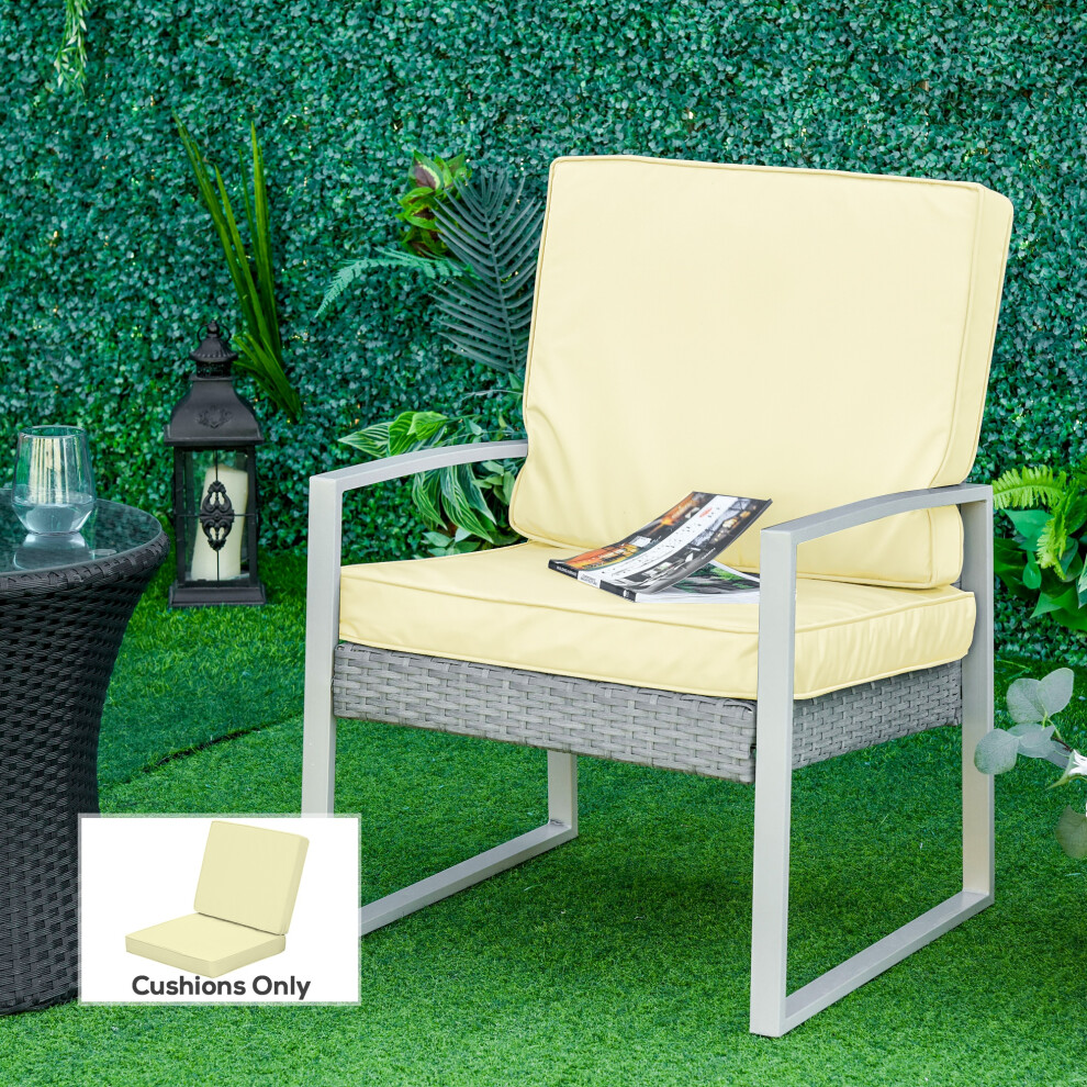 Outsunny Outdoor Seat And Back Cushion Set Replacement Cushions, Cream White White,Cream