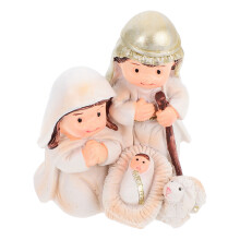 3Sets White Resin Holy Family Christmas Ornaments Cartoon Design