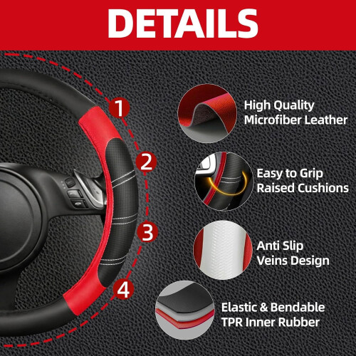 Conjunto de acessórios para carro vermelho: capa para volante e capa para console. 2