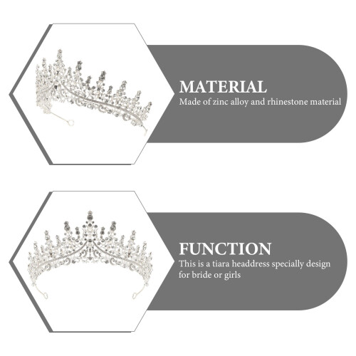 Coroa para Noiva com Strass - Pacote com 1 unidade - 16,29 x 5,89 x 2,75 polegadas 1