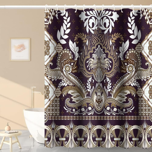 Rideau de douche bohème en polyester imperméable 183 x 183 cm 2