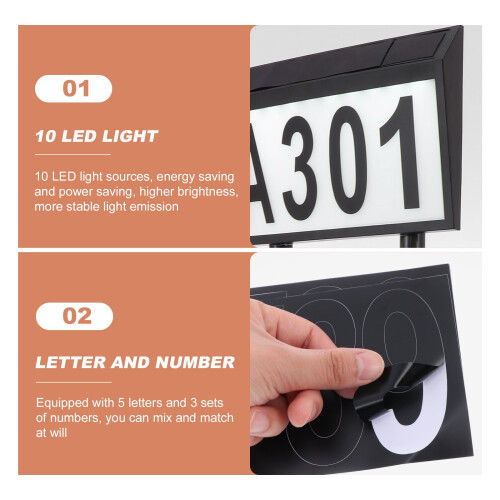 HEMOTON Solar LED Door Number Light Black Plastic 1