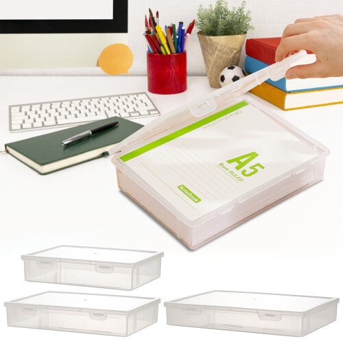 Clearance Under 1$ Large Capacity Storage, Transparent Desktop File Storage Box Plastic Office Student Study Document Storage Box 2