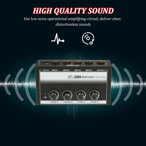 MH400Mini Μίκτης Ήχου - Μίκτης Γραμμής 4 Καναλιών με Εξαιρετικά Χαμηλού Θορύβου Είσοδο 1
