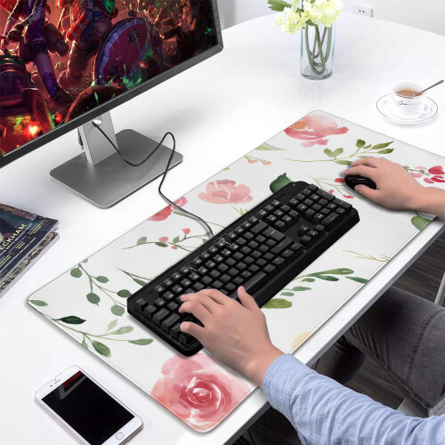 Gaming musemåtte med akvarelblomst, 90x40 cm 1