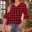 Γυναικεία Μπλούζα με Στάμπα και V-Neck, Πλισέ Μανίκια στο Τέταρτο, Βολάν – Άνετο 4