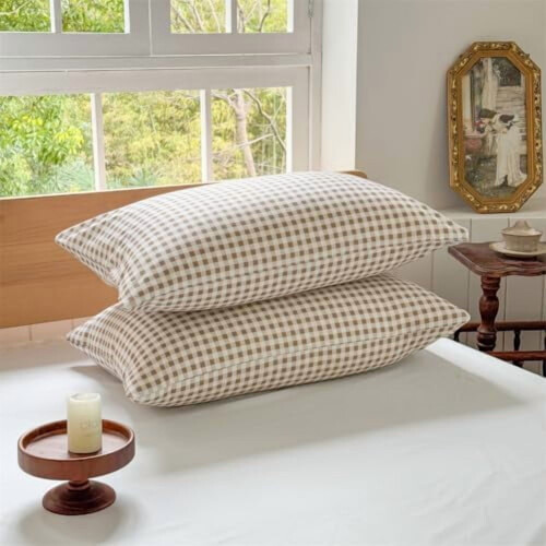 Μαξιλάρι King Gingham σε καφέ χρώμα 20x36 ίντσες, σετ 2 τεμαχίων 1