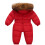 Macacão de inverno infantil vermelho com capuz e acolchoado. 4