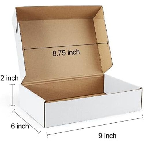Caixas de envio brancas, tamanho 9x6x2 polegadas, pacote com 25 unidades. 2