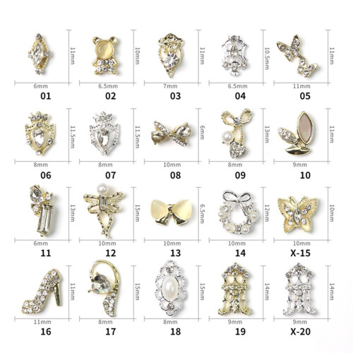 Nagelversieringenset van legering – 10 stuks, diverse vormen 1