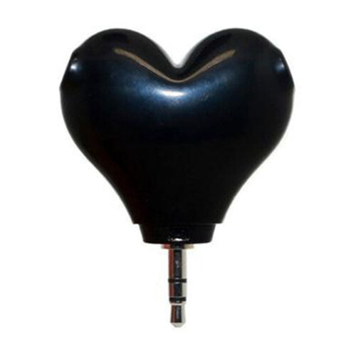 Audio Splitter Adapter 1Pack Heart Shape for 3.5mm Stereo Headset Black Plastic 2