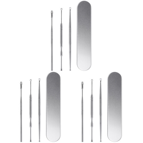 9Stk Ohrlöffel Set Ohrenreiniger Silber Sicher Ergonomisch 1