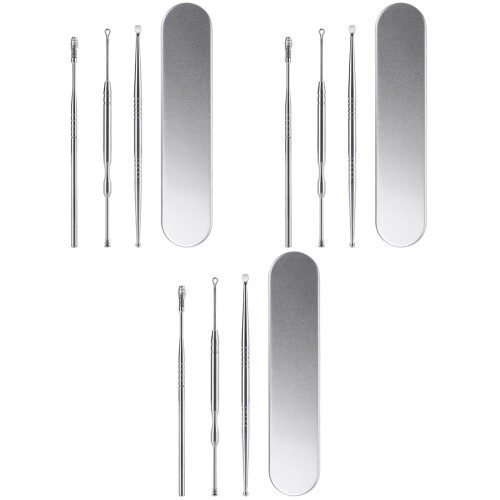 9Stk Ohrlöffel Set Ohrenreiniger Silber Sicher Ergonomisch 2