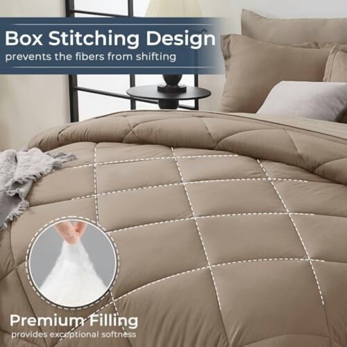 Khaki Leinen-Bettwäscheset (Queen-Size), 7-teilig 1