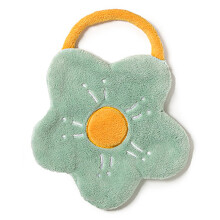 Lila Korallenvlies-Handtuch mit Blumenmuster und Umhängeband