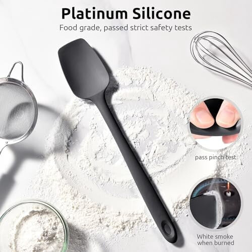 14" Heat-Resistant Silicone Spoonula, Non-Stick, Black 2