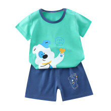 Conjuntos de verano para niñas, conjuntos casuales para niñas pequeñas, trajes casuales modernos de manga corta con estampado de cachorros para