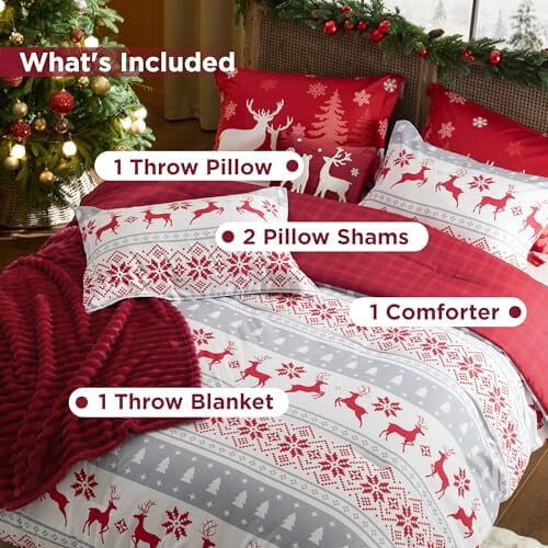Christmas Queen Reversible Comforter Set 5-Pc 2