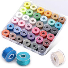 36Pcs Bobbins and Sewing Threads Prewound Bobbin Thread Threads with Bobbin Case for Multiple Sewing Machine,Standard Size and Assorted Colors