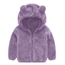 Spazoro Toddlers Girls Outwear Jackets, Cute Zipper Warm Hooded Winter Coats for Girls Purple Size 6 Months