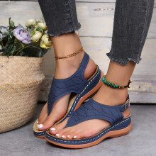 Womens Thong Sandals Summer Ladies Flip-Flops Wedge Heel Slippers Sandals Casual Flip Flops Shoes Beach Sandals Size 35-43