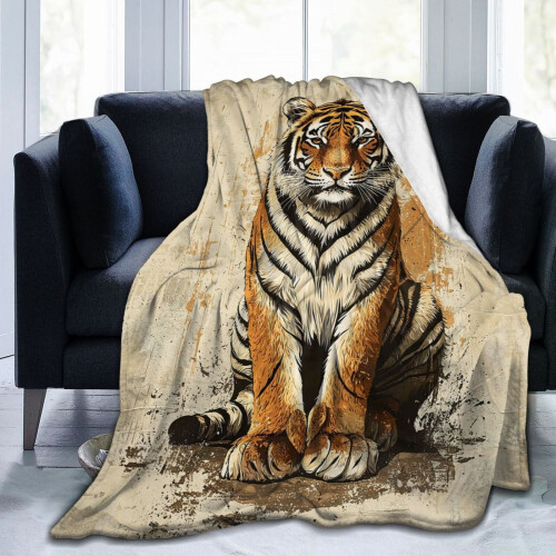 Vintage Tiger Throw Bunket Εξαιρετικά μαλακές, άνετες διακοσμητικές κουβέρτες φανέλας για το