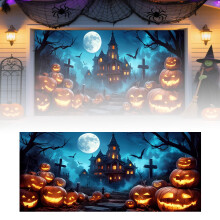 Décoration de porte de garage d'Halloween 2,1 x 4,9 m – Fond de chaudron de sorcière, Décoration extérieure/intérieure, Bannière de fête