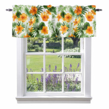 Cantonnière à motif de feuilles tropicales aquarelles ombrées, à œillets, 137 x 46 cm, pour cuisine, chambre, salle de bain, salon –