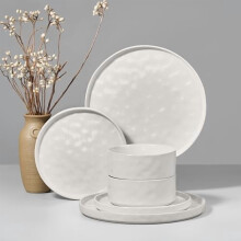 6-Piece Stoneware Dinnerware Set for 2, Chip-Resistant, Microwave & Dishwasher Safe, Speckled White – Compatible with Home & Restaurant
