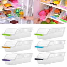 Organizador de espacio para refrigerador de cocina, deslizable debajo del estante, soporte de almacenamiento