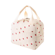 Sac à lunch isotherme portable avec motif fraise, contenant alimentaire thermique idéal pour le travail ou les trajets quotidiens. Boîte à bento.