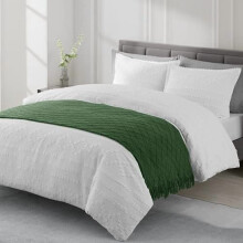 Green Throw Blanket 50 x90 Inches Throw Textured Solid Soft Sofa Throw Bed Runner Couch Cover Knitted Decorative Blanket Bed Runner