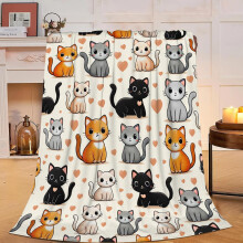 Couverture pour chaton en polaire ultra douce, chaude et moelleuse, adorable couverture pour chambre d'enfant (filles, garçons), 101,6 cm x 127,7 cm