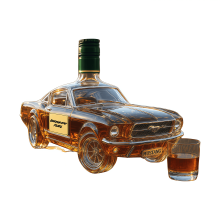 Mustang-Themed Police Car Whiskey Decanter with Funnel – Lead-Free Glass, Compatible with Bourbon, Crown Royal & Wine