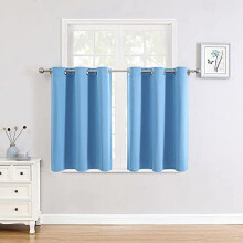 Small Window Curtains for Kitchen and Bedroom - Grommet Short Thermal Insulated Room Darkening Curtains (2 Panels, Sky Blue, 42 x 36 Inch)