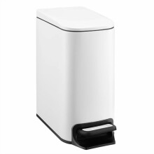 Slim Stainless Steel Trash Can with Lid 6L White