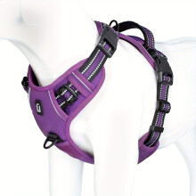 Ensemble harnais et laisse anti-traction pour chien de 1,5 m – Gilet réfléchissant, ajustable et rembourré avec poignée, compatible avec les