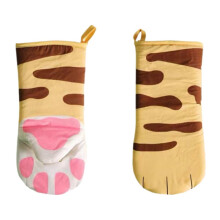 Gants de cuisine 3D à motifs de pattes de dessin animé – Gants longs en coton, résistants à la chaleur, compatibles avec le micro-ondes et le