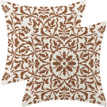 Housses de coussin marron style bohème, 45 x 45 cm, lot de 2, motif tapis ethnique en lin, décoration de style champêtre et extérieur