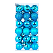 36Pcs Mini Shatterproof Christmas Balls 3cm Diameter Shiny Matte Glitter Xmas Balls Plastic Ornament(Lake Blue)