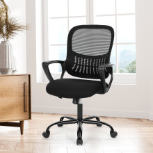 Mid Back Office Chair, Mesh Ergonomic Swivel Computer Desk Chair with Lumbar Support, Black