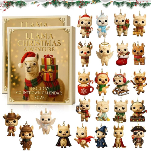 2 τεμάχια Χριστουγεννιάτικο Ημερολόγιο Advent με Αλπακά 2025, Αντίστροφη μέτρηση 24