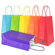 Sacs cadeaux multicolores en papier kraft avec poignées (5 x 3,1 x 8,2 pouces, assortis, 25 unités)