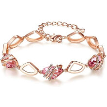 Wish Stone Link Bracelet with Birthstone Crystals Rose Gold