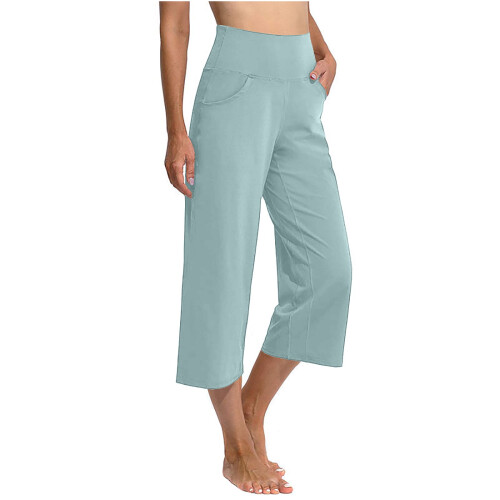 Γυναικείο παντελόνι Capris Γιόγκα με ψηλή μέση, καθαρό χρώμα, για αθλητικές και